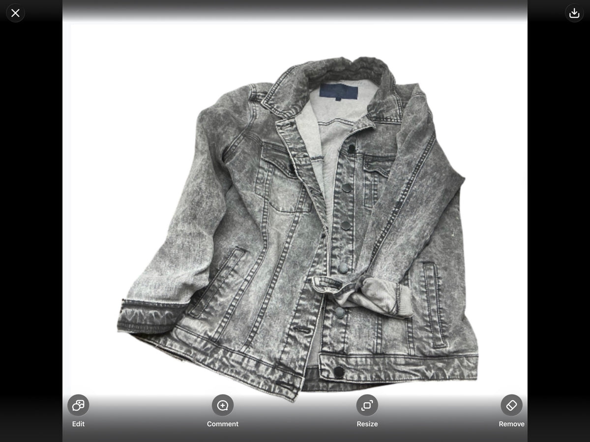 Rachel Roy acid wash denim jacket front