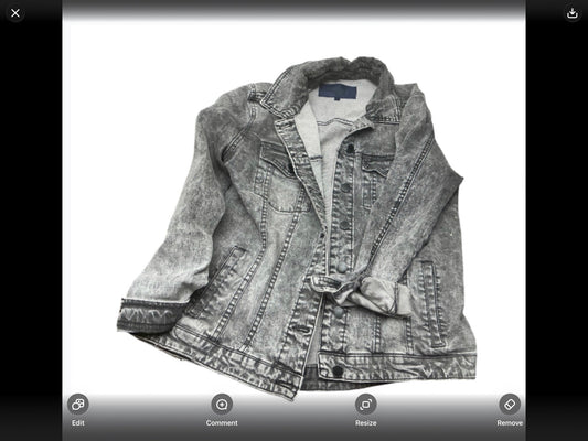 Rachel Roy acid wash denim jacket front