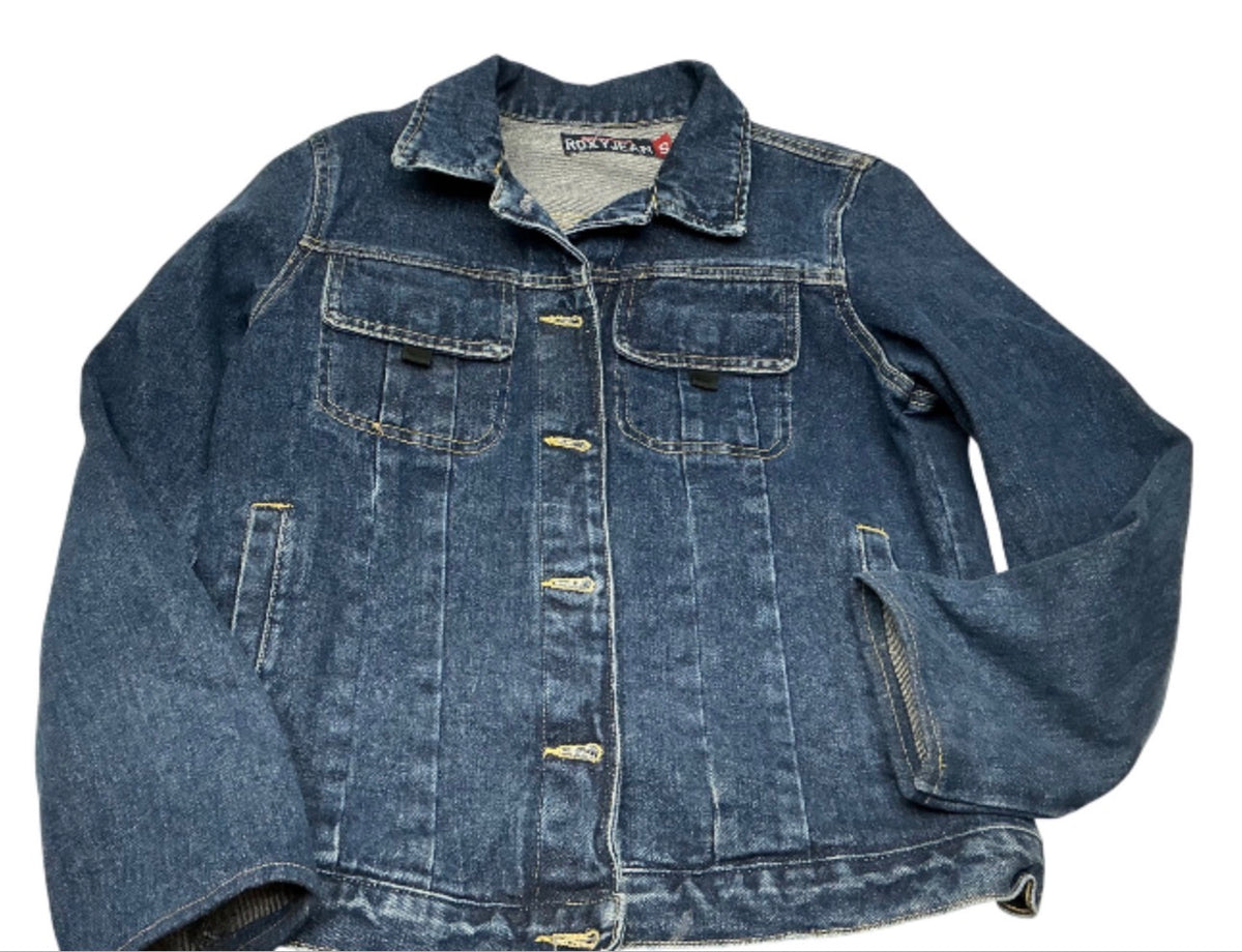 Roxy denim jacket front on white background