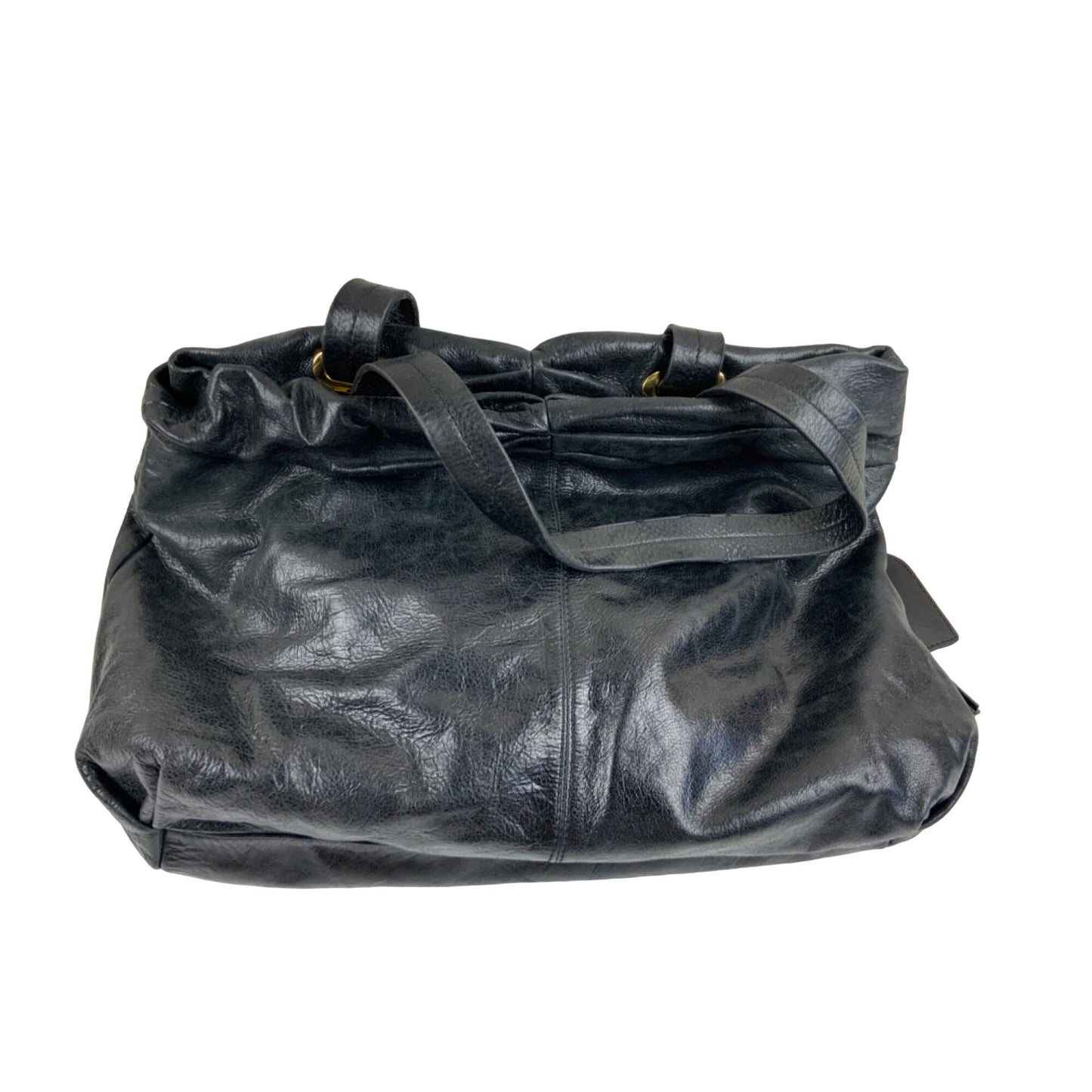 Badgley Mischka Black Leather Hobo Bag Slouchy Shoulder Purse Gold Hardware