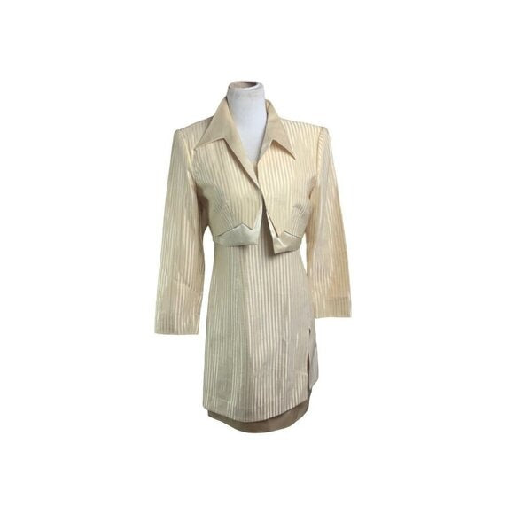 Vintage Alberto Makali Ceam On Cream Sheath Suit Dress Sz 6