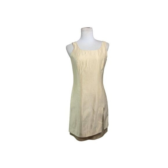 Vintage Alberto Makali Ceam On Cream Sheath Suit Dress Sz 6
