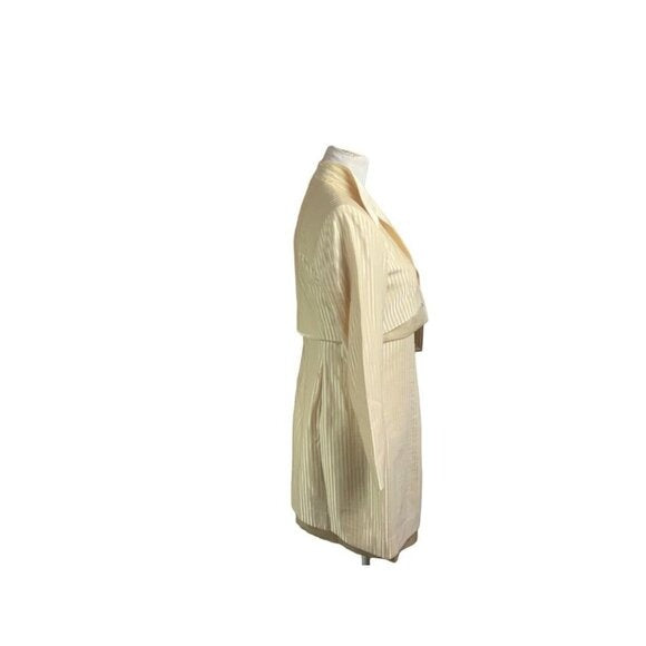 Vintage Alberto Makali Ceam On Cream Sheath Suit Dress Sz 6