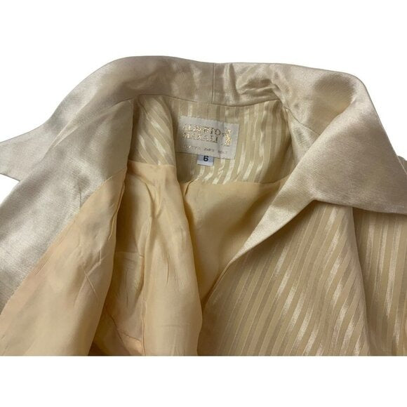 Vintage Alberto Makali Ceam On Cream Sheath Suit Dress Sz 6