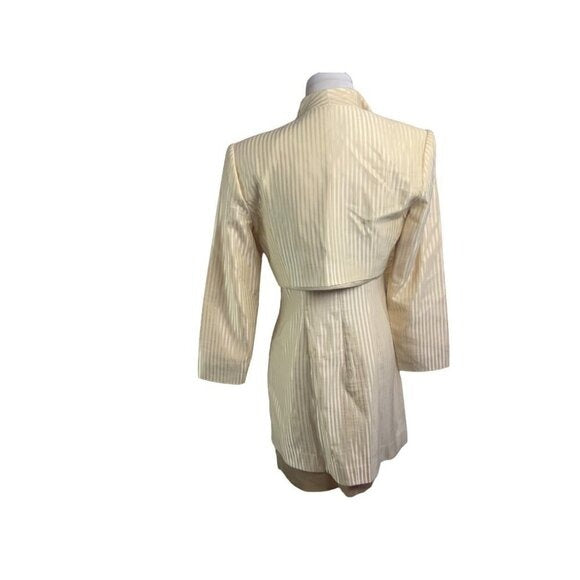 Vintage Alberto Makali Ceam On Cream Sheath Suit Dress Sz 6