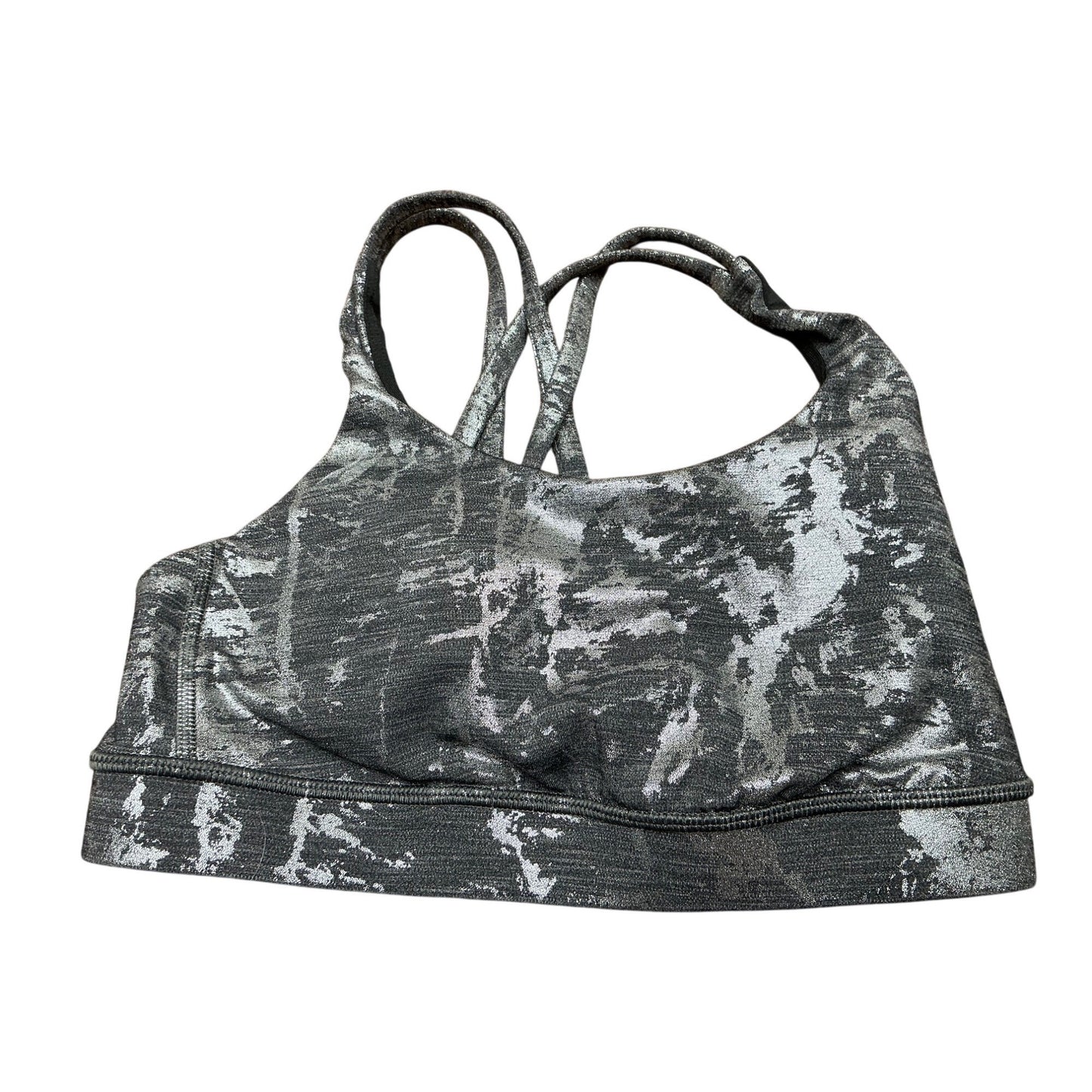 Lululemon Black Gray Abstract Print Strappy Sports Bra Women’s Size 4