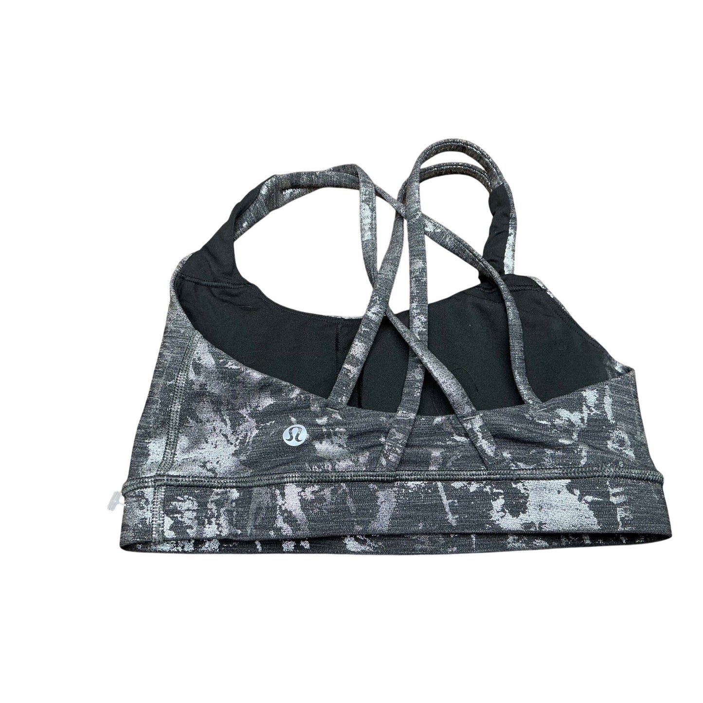 Lululemon Black Gray Abstract Print Strappy Sports Bra Women’s Size 4