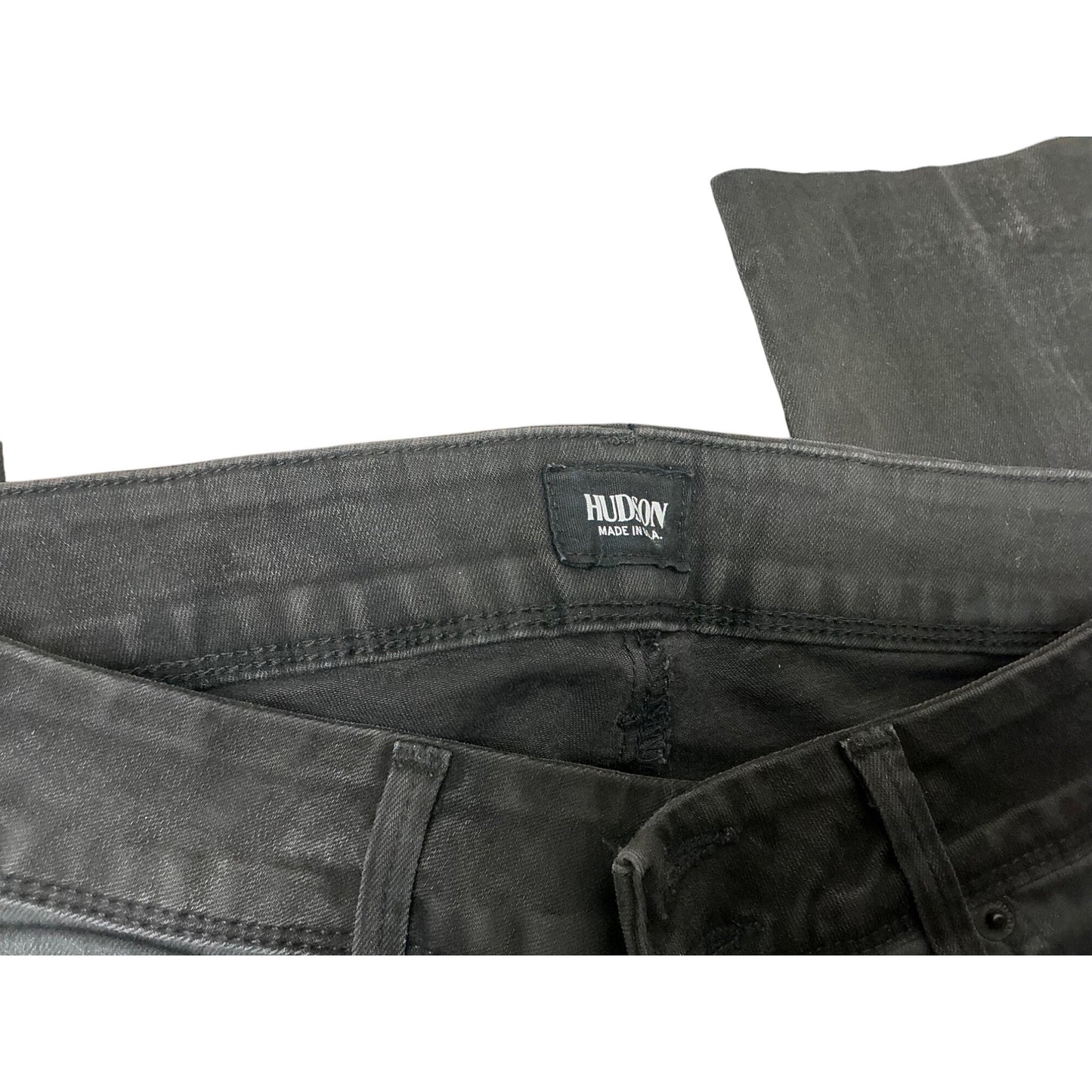 Hudson Black Coated Front Skinny Jeans Waxed Sheen Flap Pocket Women’s Size 29