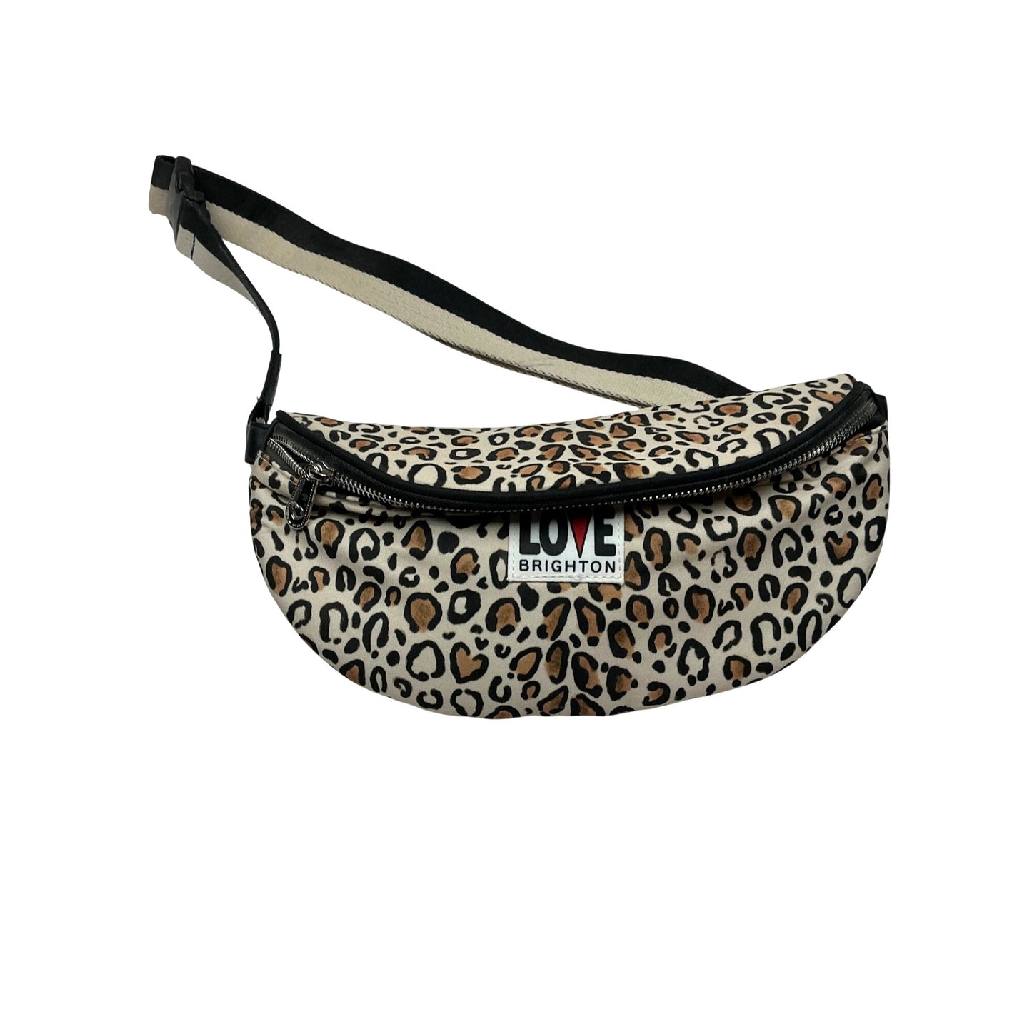 Brighton Leopard Print Belt Bag Fanny Pack Love Patch Adjustable Waist Crossbody