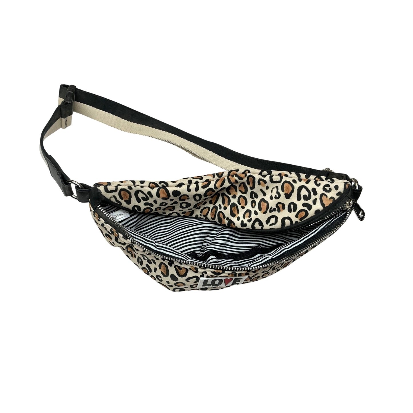 Brighton Leopard Print Belt Bag Fanny Pack Love Patch Adjustable Waist Crossbody
