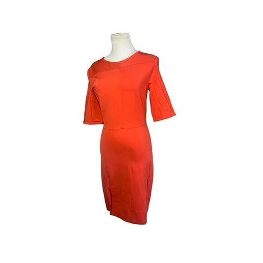 Diane von Furstenberg Coral Sheath Dress Elbow Sleeve Knee Length Sz