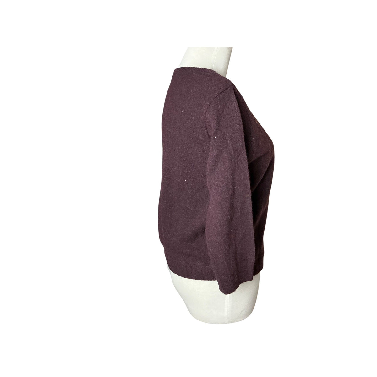 Free People Burgundy Cardigan Sweater 3/4 Sleeve Pink Floral Cuff Detail