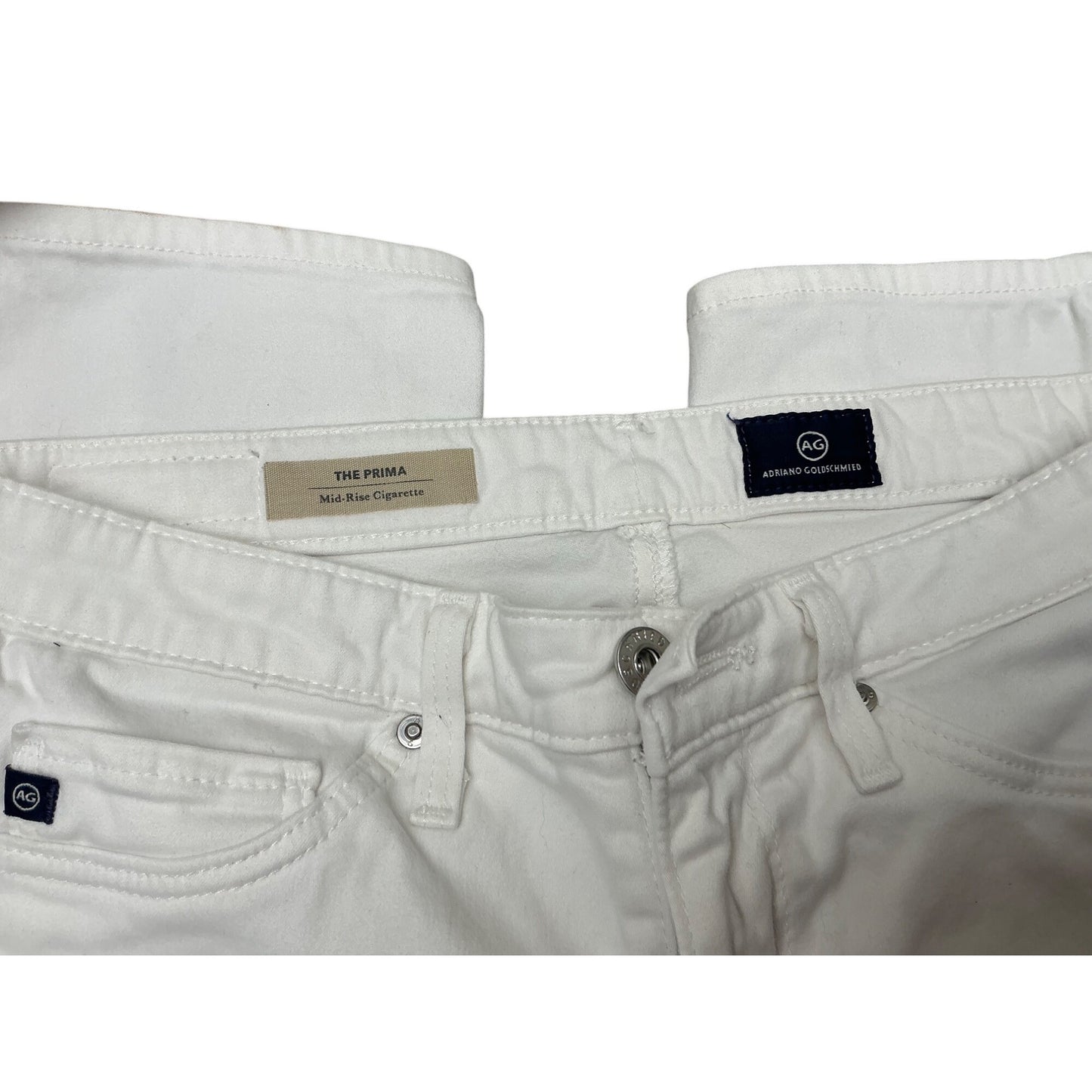 AG Adriano Goldschmied The Prima Mid-Rise Cigarette White Jeans  Sz 25R