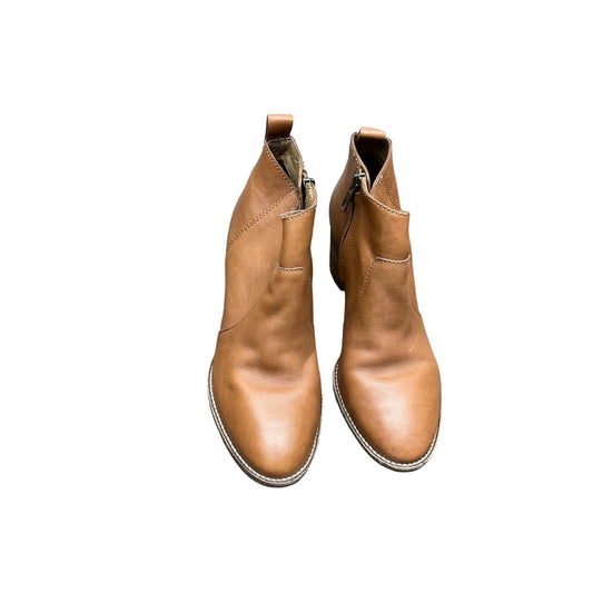 Madewell Tan Leather Ankle Booties Side Zip Stacked Heel Boots Women’s  Sz 6