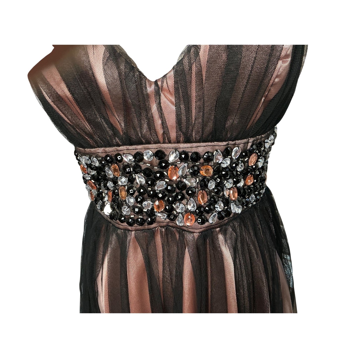NWT Trixxi Girl Bronze Metallic Beaded Crisscross Halter Cocktail Party Dress Size 3