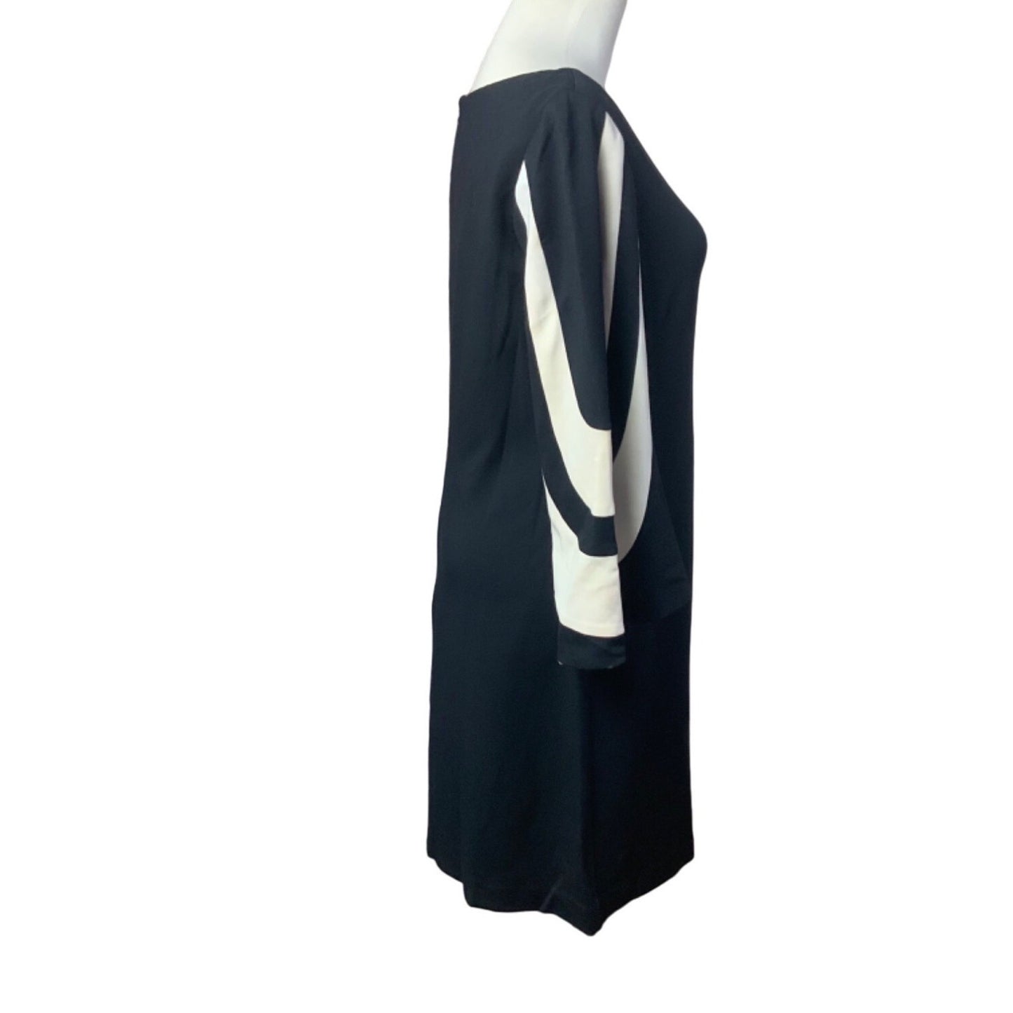 Trina Turk Black Shift Dress with Contrast Sleeve Detail Sz M