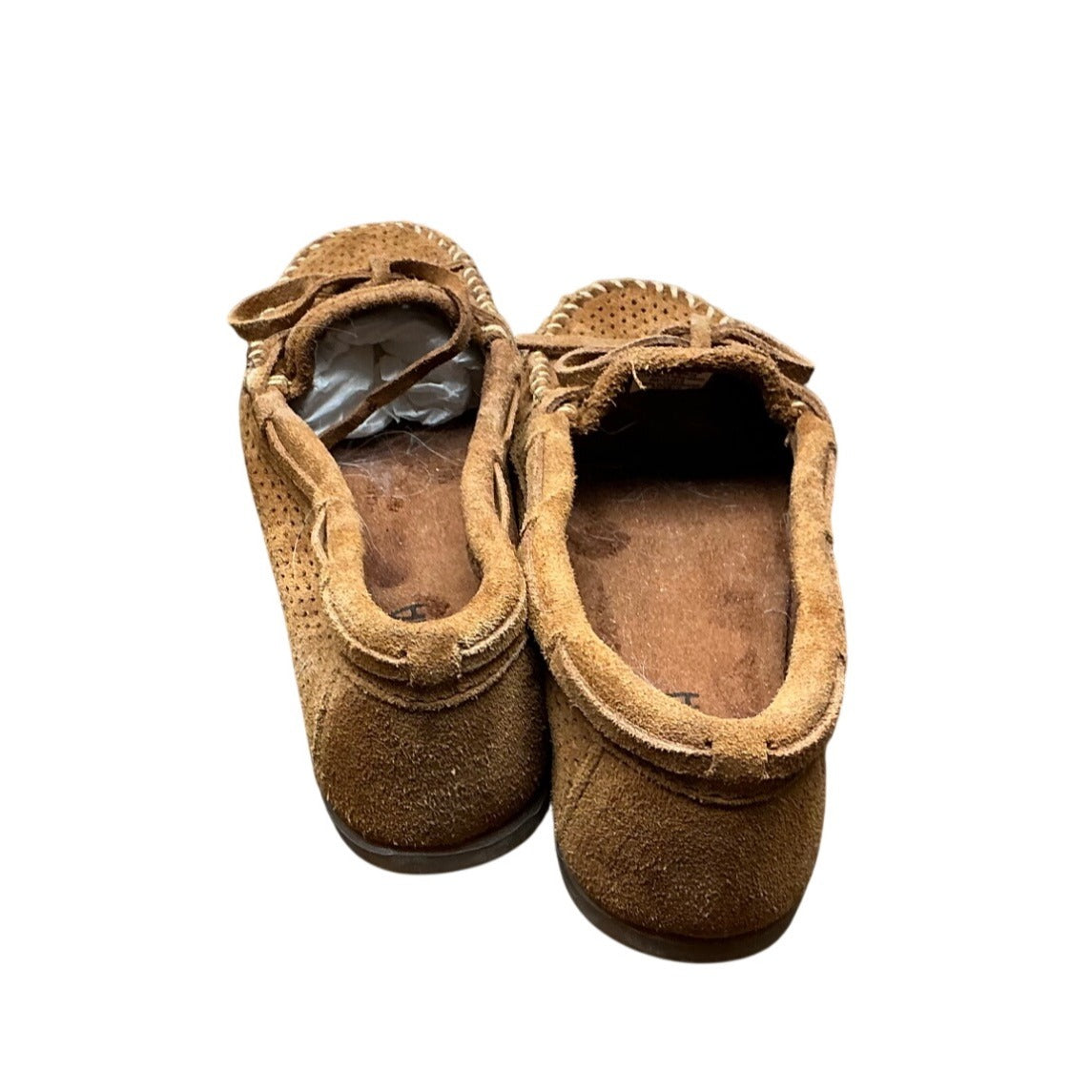 Minnetonka Brown Perforated Suede Moccasin Flats Women’s Size
