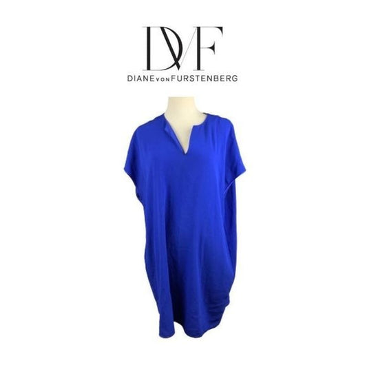 Diane Von Furstenberg Blue Shirt Dress Sz S