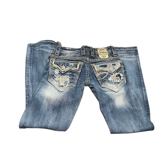 Rock Revival Bootcut Jeans Embroidered Flap Pockets Size 25