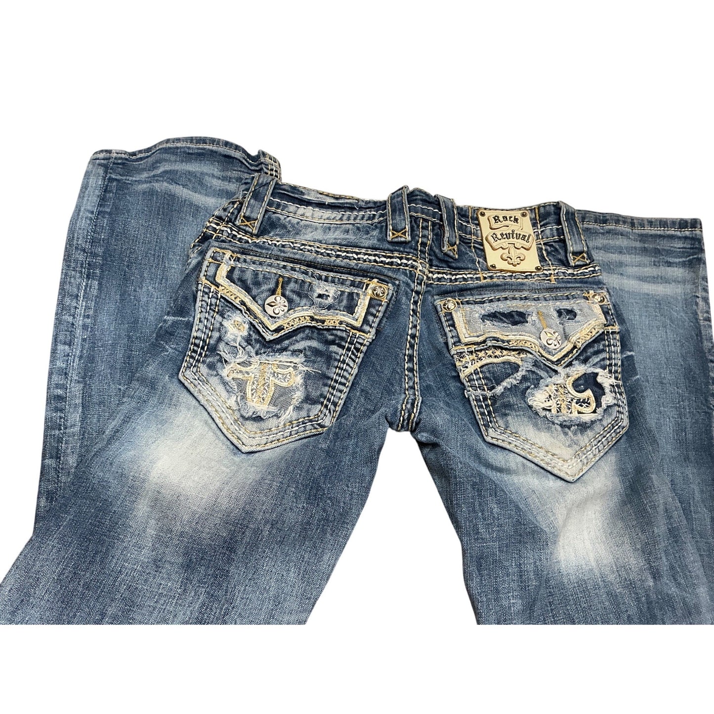 Rock Revival Bootcut Jeans Embroidered Flap Pockets Size 25