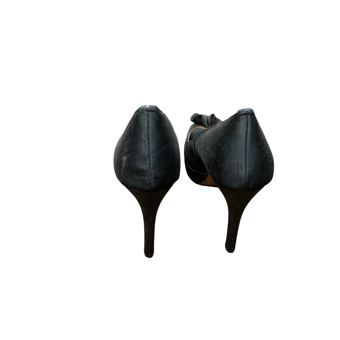 Pour La Victoire Black Satin Peep Toe Heels Bow Detail Womens Size 8
