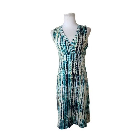 Calvin Klein Jeans Blue Abstract Print Sleeveless V-Neck Dress SZ S