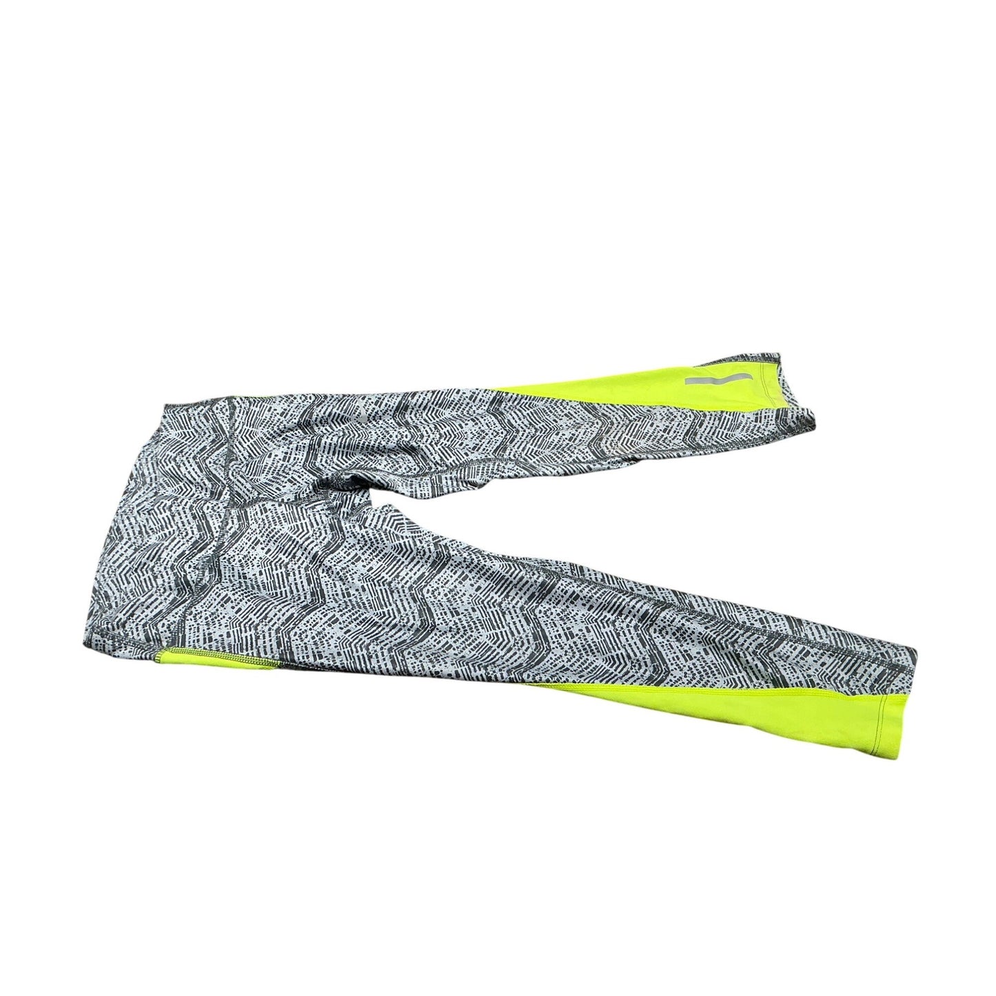 Nike Dri-FIT Gray Geometric Print Neon Yellow Cropped Leggings Women’s XS