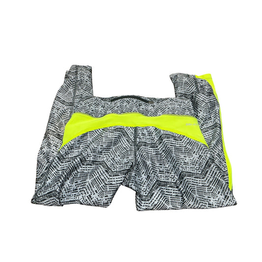 Nike Dri-FIT Gray Geometric Print Neon Yellow Cropped Leggings Women’s XS