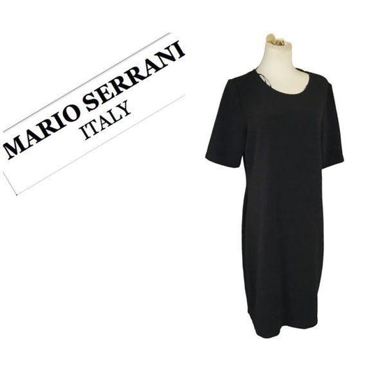 Mario Serrani Italy Classic Black Shift Dress Sz L